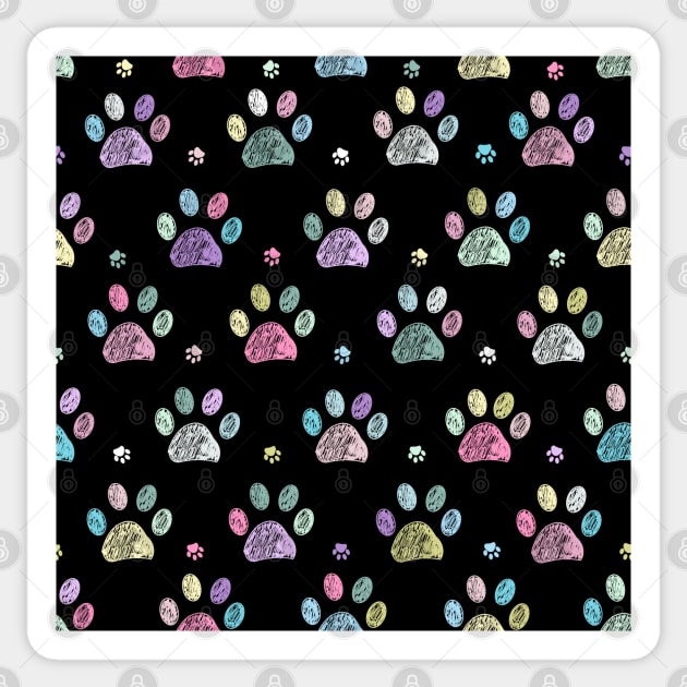 Colorful paw prints pattern Sticker by GULSENGUNEL